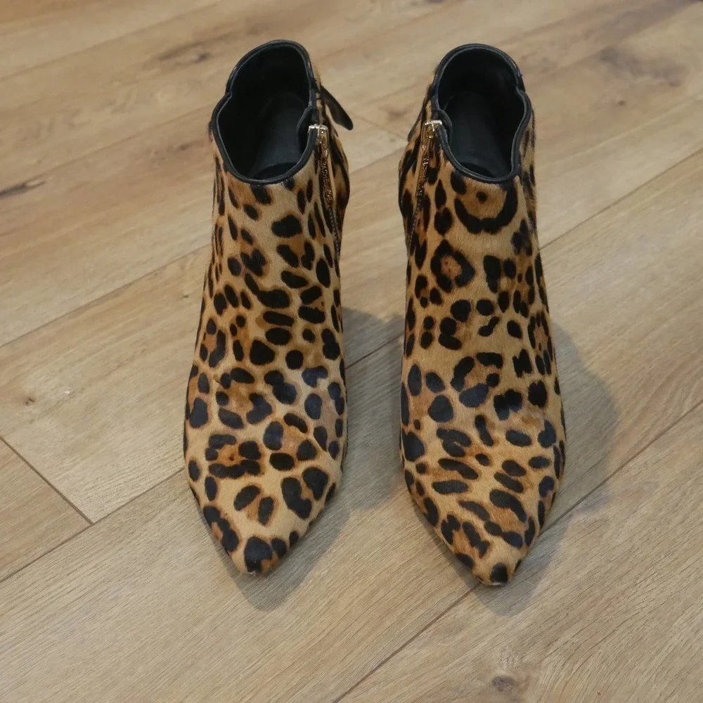 𝅺RACHEL Zoe Trixie Leopard Booties Size 8 - Picture 5 of 10